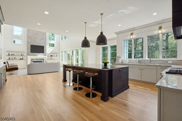 Interior, Kitchen, Pendant Lights, Recessed Lighting, Wood Texture Flooring