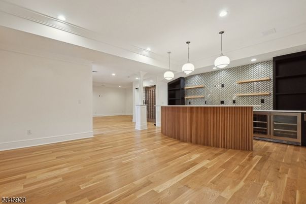 Interior, Kitchen, Pendant Lights, Recessed Lighting, Wood Texture Flooring