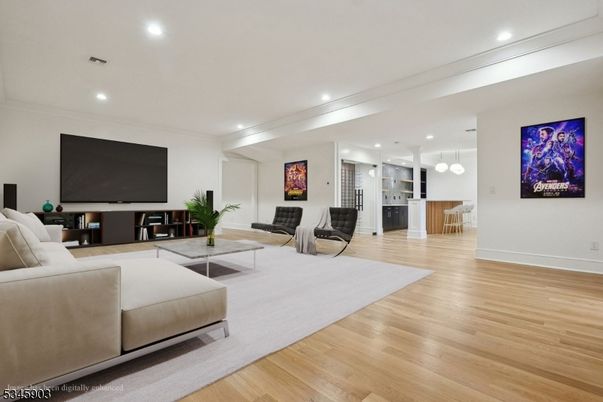 Interior, Living room, Pendant Lights, Recessed Lighting, Wood Texture Flooring