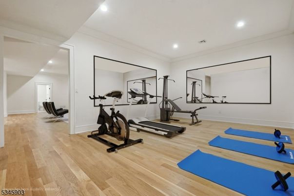 Fitness Equipment, Interior, Recessed Lighting, Wood Texture Flooring