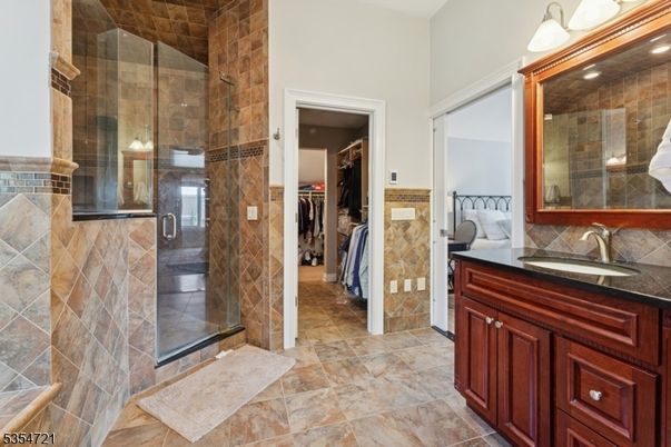 Bathroom, Bedroom, Glass Shower, Interior, Stone Walls