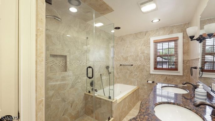Bathroom, Dual Sink Vanities, Glass Shower, Interior, Recessed Lighting