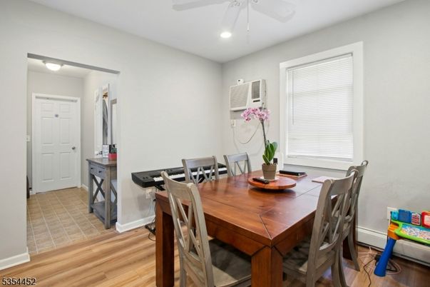 Dining room, Interior, Recessed Lighting, Wood Texture Flooring