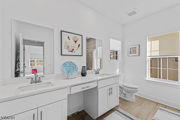 Bathroom, Dual Sink Vanities, Interior, Wood Texture Flooring