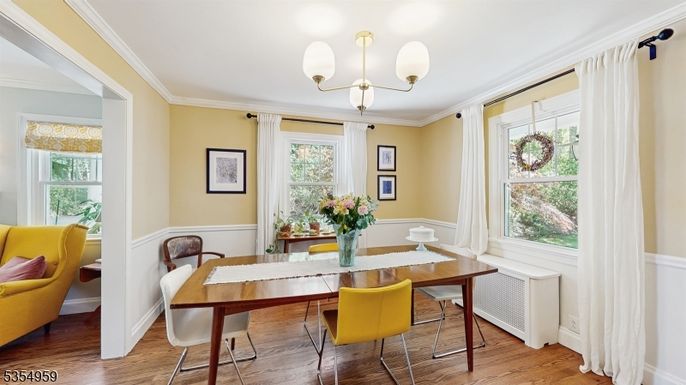 Chandelier, Dining room, Interior, Wood Texture Flooring