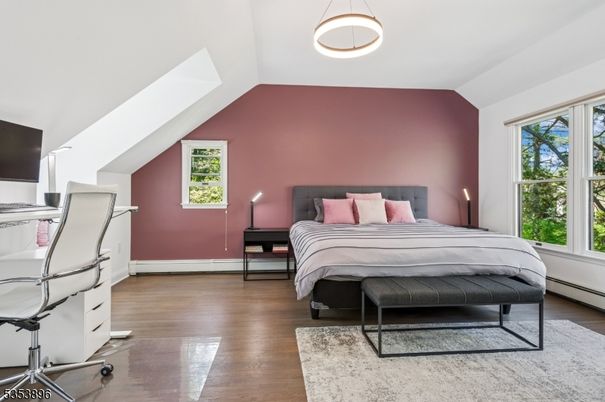 Bedroom, Interior, Pendant Lights, Wood Texture Flooring