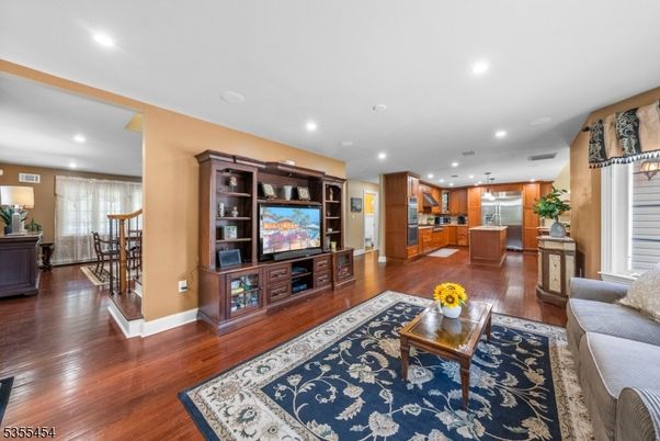 Interior, Kitchen, Living room, Pendant Lights, Recessed Lighting, Stainless Steel Appliances, Wood Texture Flooring