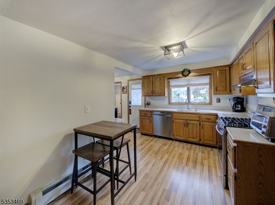 Interior, Kitchen, Stainless Steel Appliances, Wood Texture Flooring