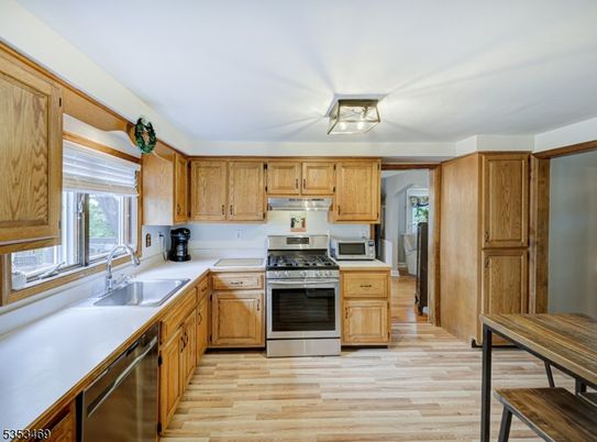 Interior, Kitchen, Stainless Steel Appliances, Wood Texture Flooring