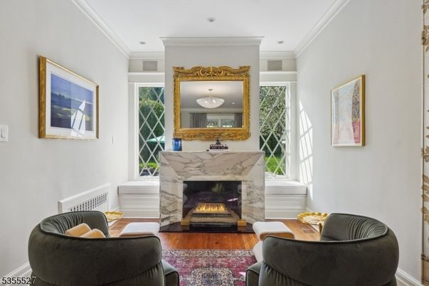 Fireplace, Interior, Recessed Lighting, Wood Texture Flooring