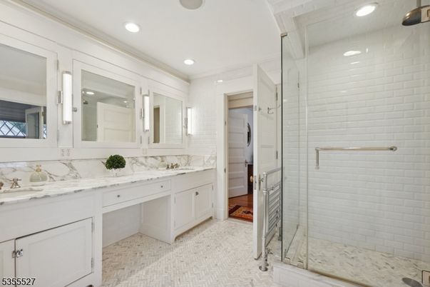 Bathroom, Dual Sink Vanities, Glass Shower, Interior, Recessed Lighting