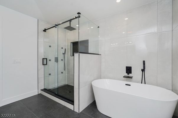 Bathroom, Free Standing Baths, Glass Shower, Interior, Recessed Lighting
