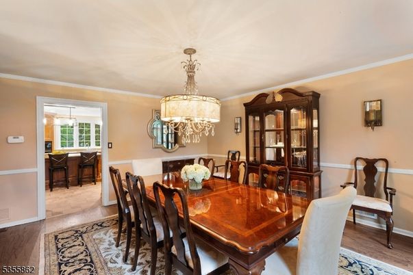 Chandelier, Dining room, Interior, Wood Texture Flooring