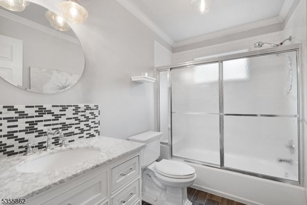 Bathroom, Glass Shower, Interior, Wood Texture Flooring