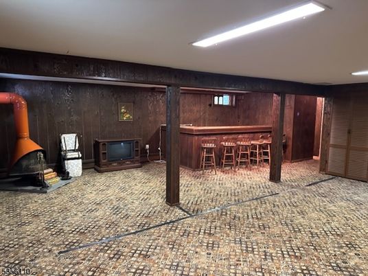 Fireplace, Interior, Recessed Lighting, Wooden Walls