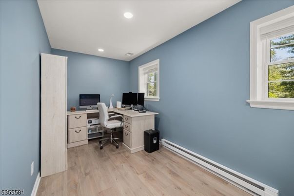 Home Office, Interior, Recessed Lighting, Wood Texture Flooring