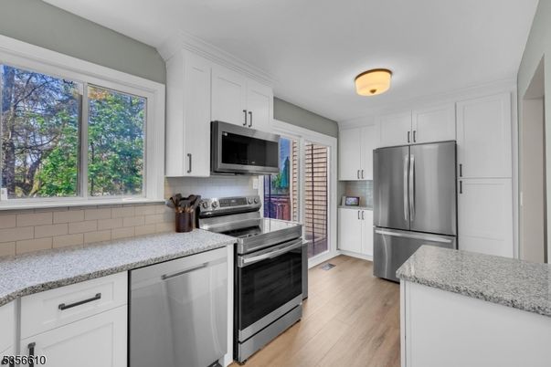 Interior, Kitchen, Stainless Steel Appliances, Wood Texture Flooring