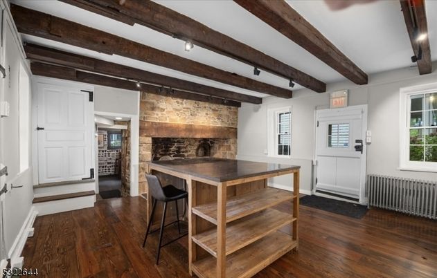 Interior, Stone Walls, Wooden Beams, Wood Texture Flooring