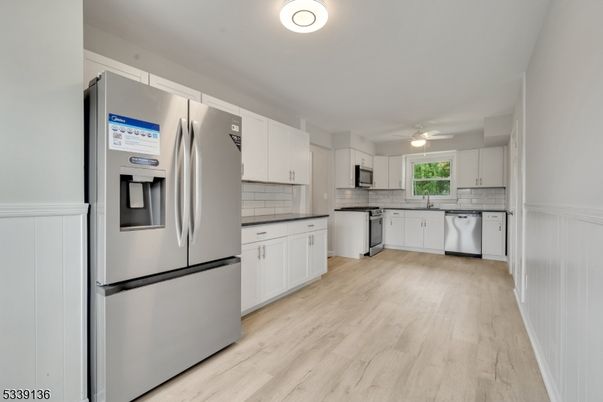 Interior, Kitchen, Stainless Steel Appliances, Wood Texture Flooring
