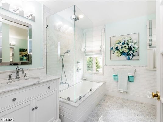 Bathroom, Glass Shower, Interior, Marble Walls, Recessed Lighting