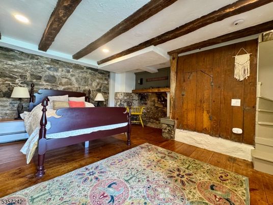 Bedroom, Interior, Recessed Lighting, Wooden Beams, Wood Texture Flooring, Wooden Walls