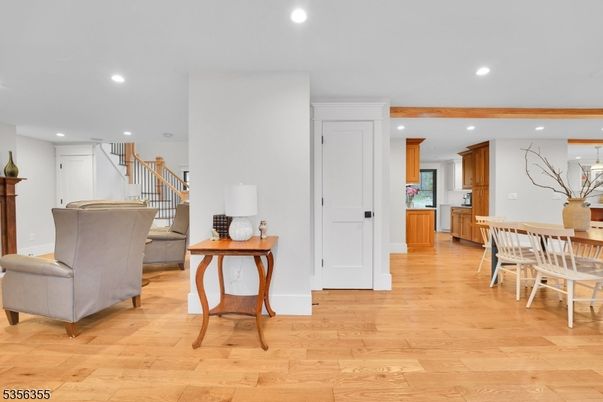 Dining room, Interior, Kitchen, Recessed Lighting, Wood Texture Flooring