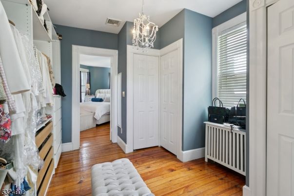 Bedroom, Interior, Pendant Lights, Wood Texture Flooring