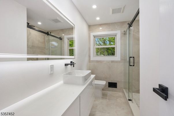 Bathroom, Glass Shower, Interior, Recessed Lighting