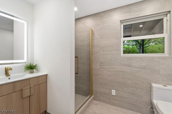 Bathroom, Glass Shower, Interior, Recessed Lighting
