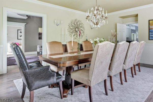 Chandelier, Dining room, Interior, Wood Texture Flooring