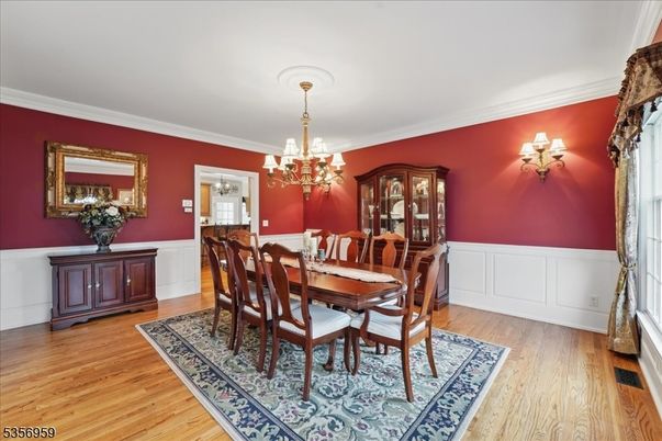 Chandelier, Dining room, Interior, Wood Texture Flooring