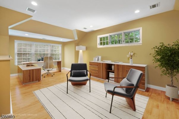 Home Office, Interior, Recessed Lighting, Wood Texture Flooring