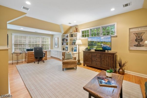 Home Office, Interior, Recessed Lighting, Wood Texture Flooring