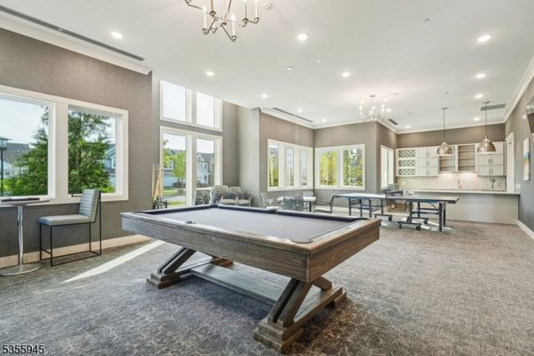 Billiard Table, Game Room, Interior, Pendant Lights, Recessed Lighting