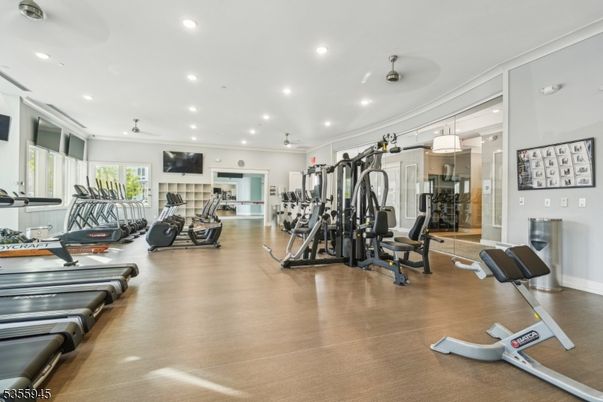 Fitness Equipment, Gym, Interior, Recessed Lighting