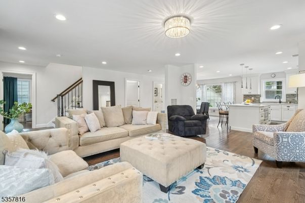 Dining room, Interior, Kitchen, Living room, Pendant Lights, Recessed Lighting, Wood Texture Flooring