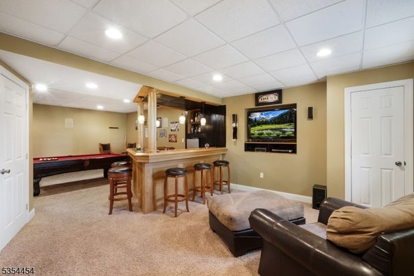 Billiard Table, Game Room, Interior, Recessed Lighting