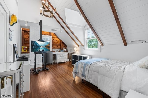 Bedroom, Chandelier, Interior, Wooden Beams, Wood Texture Flooring