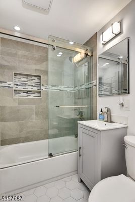 Bathroom, Glass Shower, Interior, Recessed Lighting