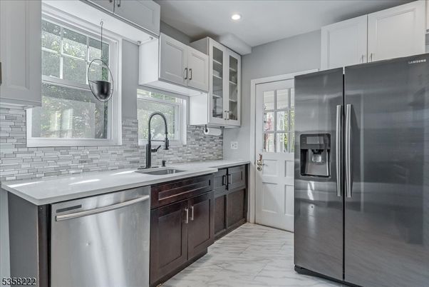 Interior, Kitchen, Marble, Pendant Lights, Recessed Lighting, Stainless Steel Appliances