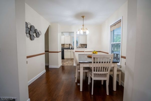 Dining room, Interior, Kitchen, Pendant Lights, Wood Texture Flooring