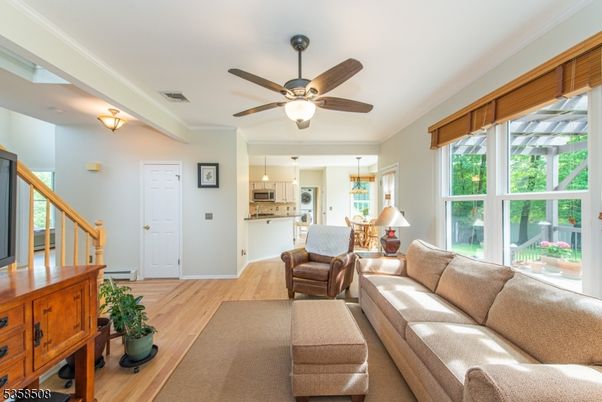 Interior, Kitchen, Living room, Stainless Steel Appliances, Wood Texture Flooring