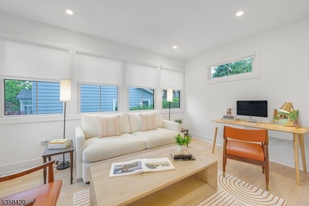 Home Office, Interior, Living room, Recessed Lighting, Wood Texture Flooring