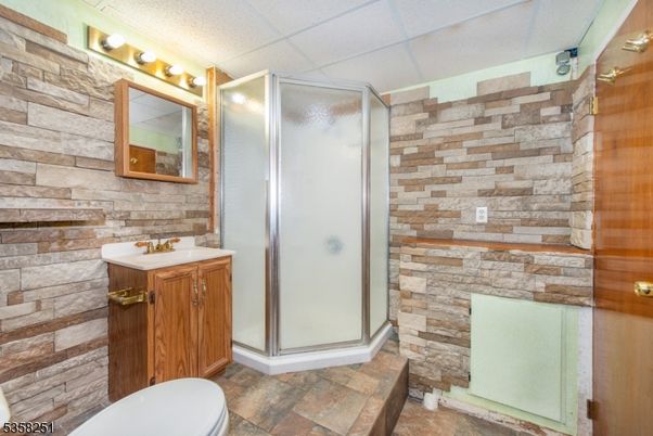 Bathroom, Glass Shower, Interior, Stone Walls