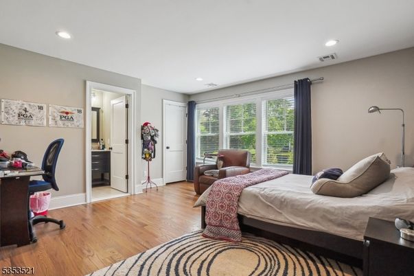 Bedroom, Home Office, Interior, Recessed Lighting, Wood Texture Flooring