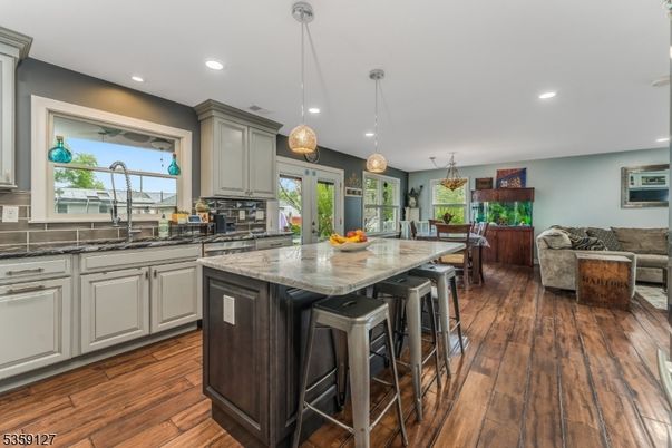 Interior, Kitchen, Pendant Lights, Recessed Lighting, Wood Texture Flooring
