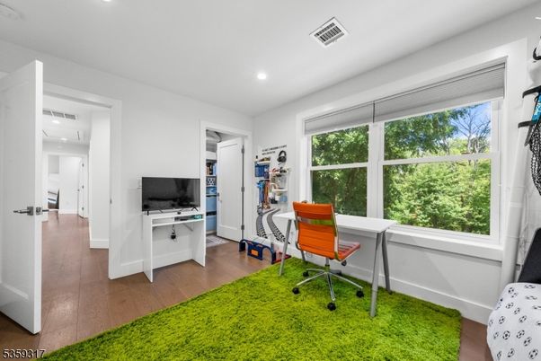 Home Office, Interior, Recessed Lighting, Wood Texture Flooring