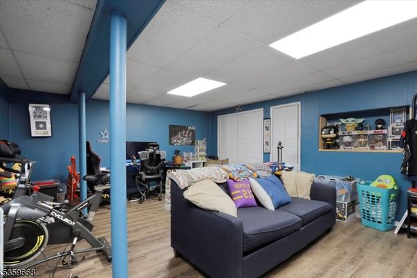 Fitness Equipment, Home Office, Interior, Recessed Lighting, Wood Texture Flooring