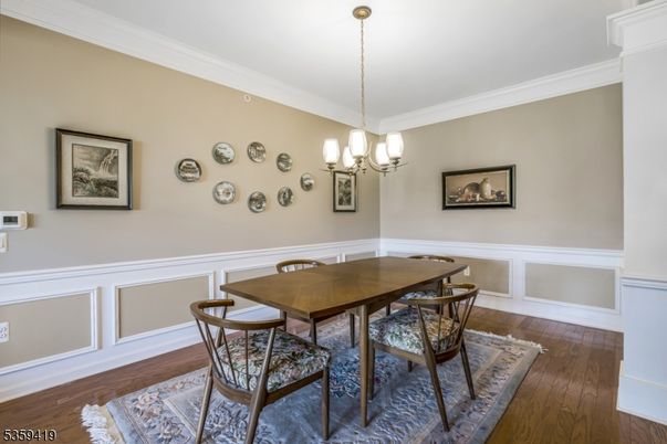 Chandelier, Dining room, Interior, Pendant Lights, Wood Texture Flooring