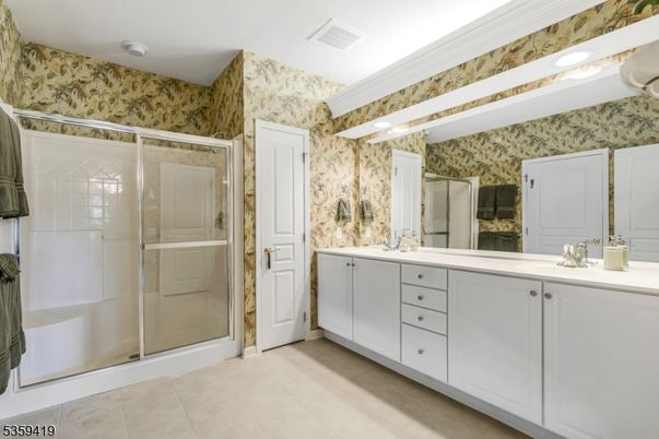 Bathroom, Dual Sink Vanities, Glass Shower, Interior, Recessed Lighting